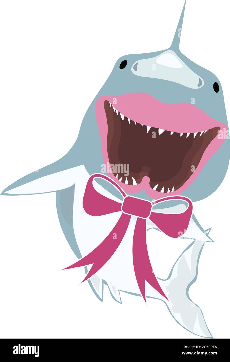 Squalo felice con la mucca rosa Foto Stock