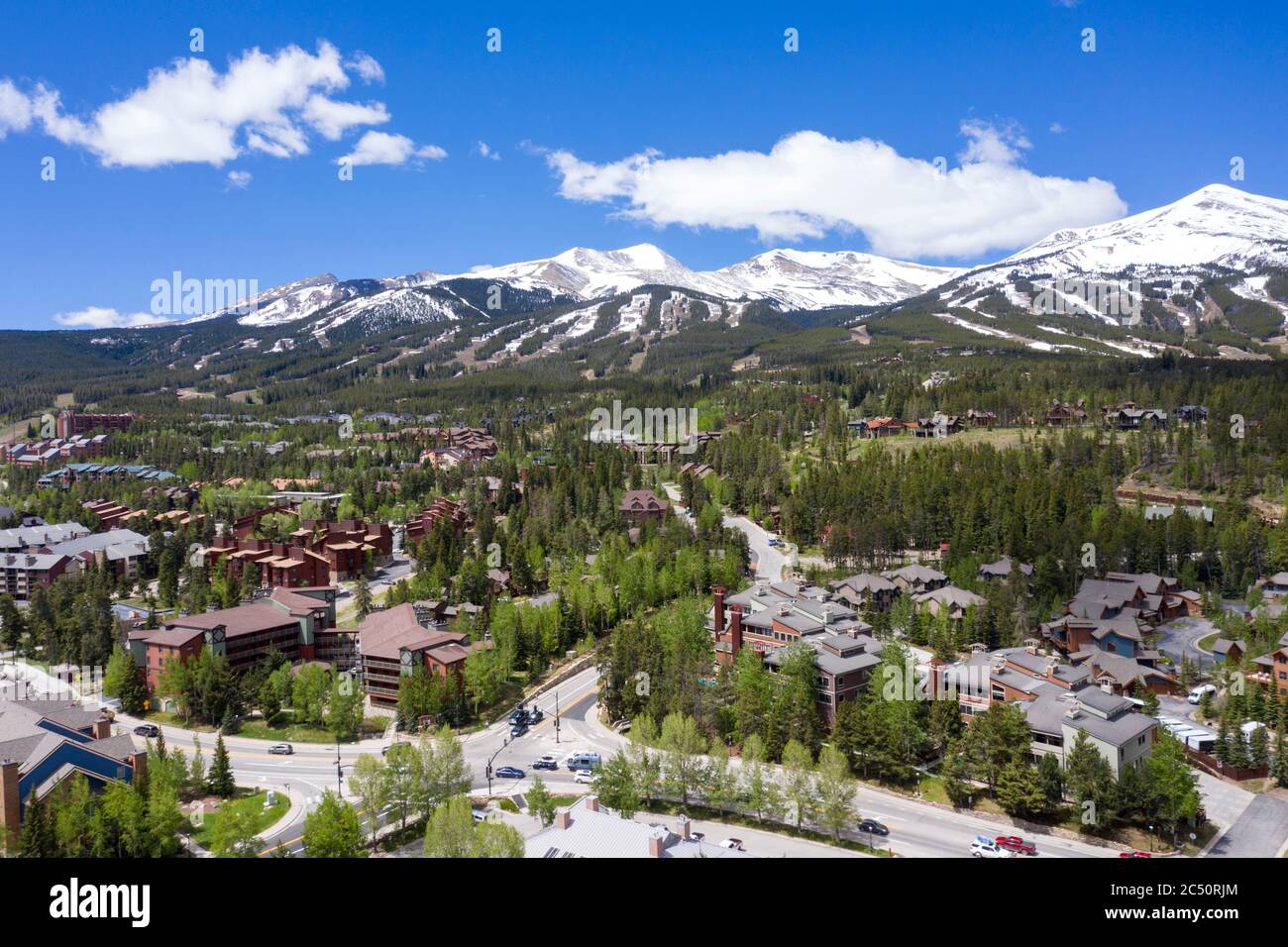 Vista aerea sul centro di Breckenridge, Colorado Foto Stock