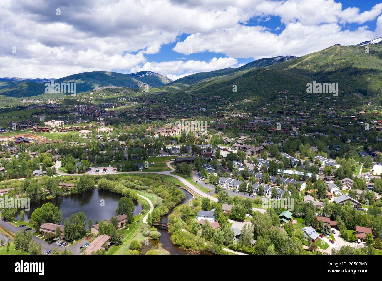 Vista aerea di Steamboat Springs Colorado Foto Stock