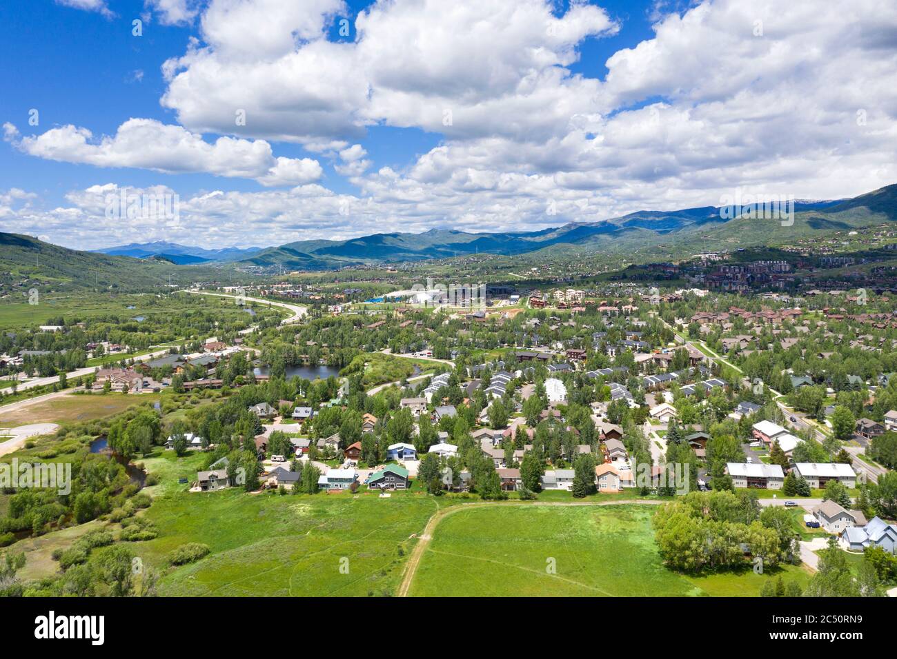 Vista aerea di Steamboat Springs Colorado Foto Stock