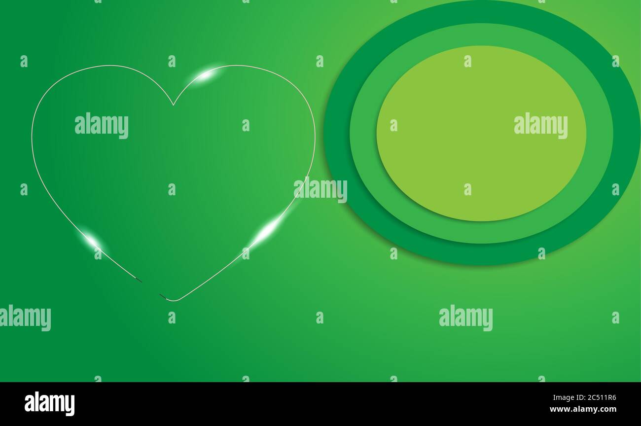 cuore sottile su sfondi verdi astratti Illustrazione Vettoriale
