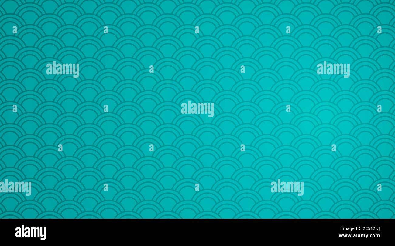 Modello di sfondo verde con illustrazione dei motivi delle forme d'onda Foto Stock