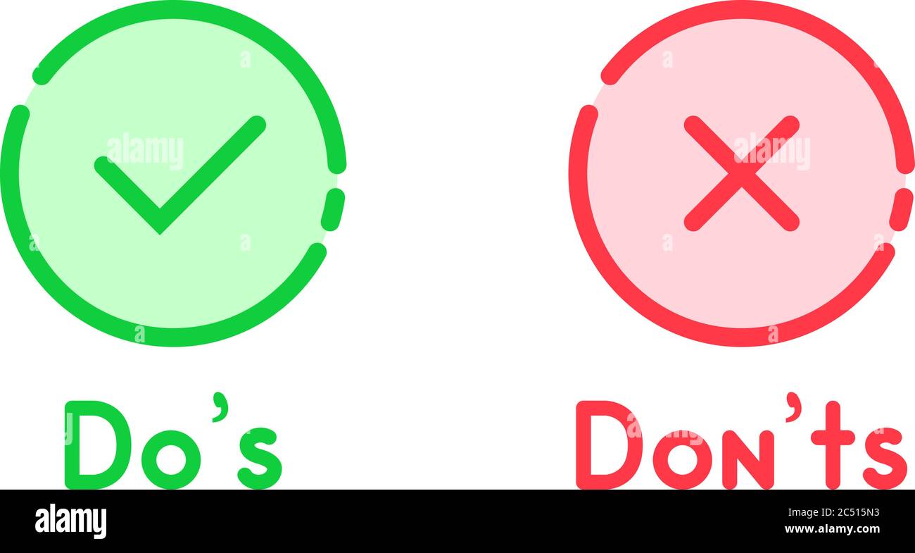 semplice cartoon lineare dos e donts icona Illustrazione Vettoriale