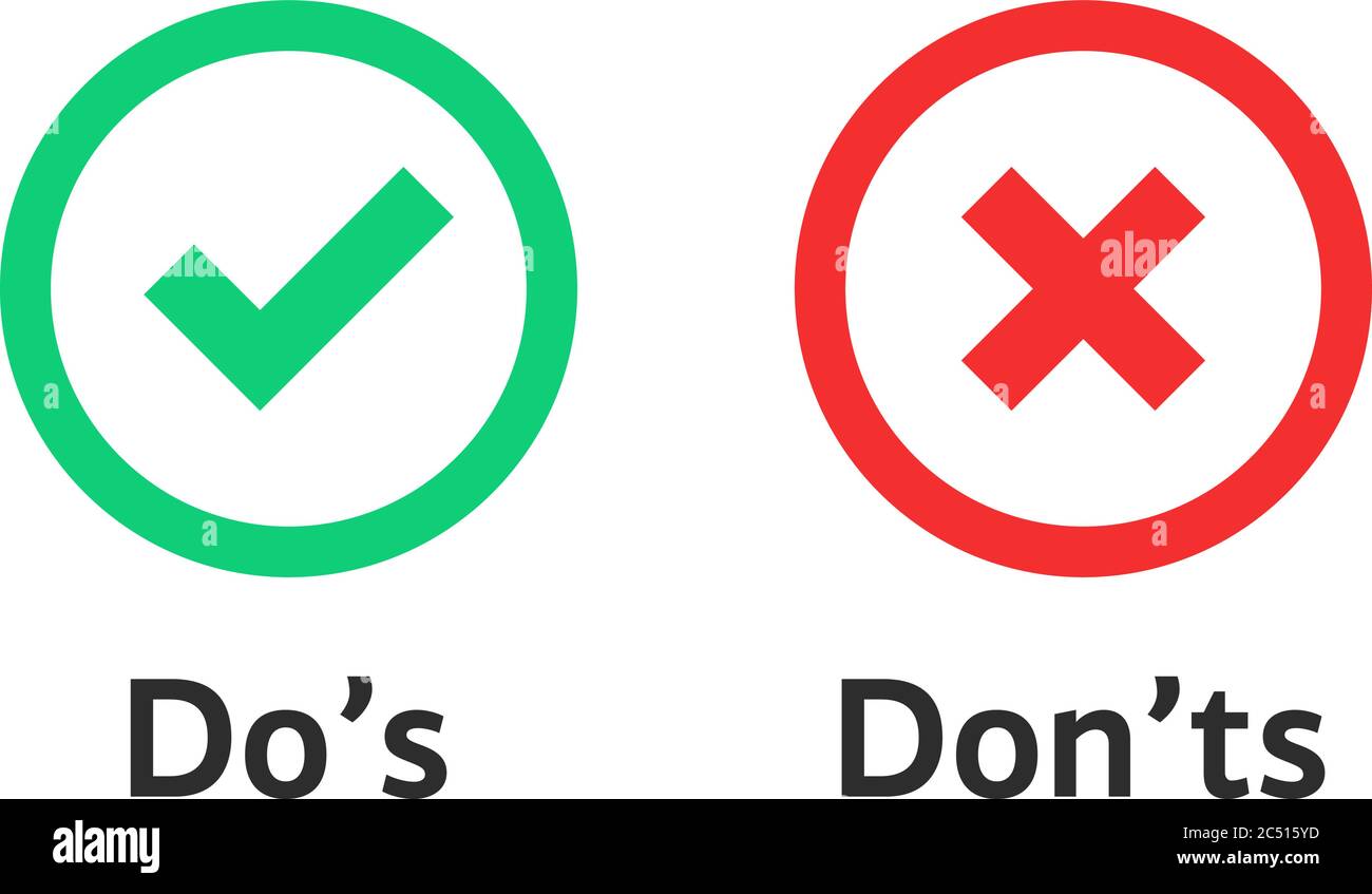 segni di spunta colorati come dos e donts Illustrazione Vettoriale