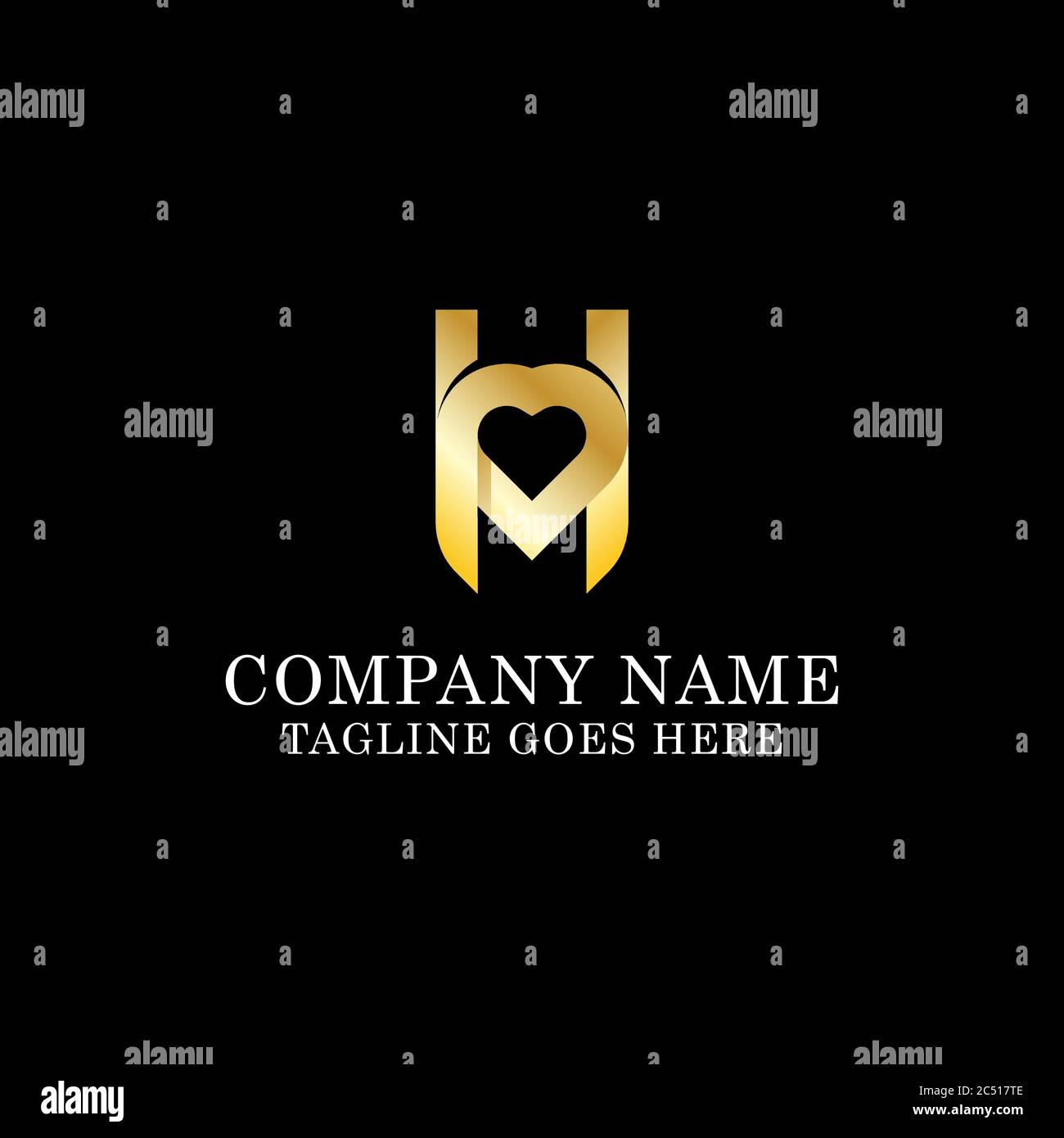 Letter Love H abstract logo design idea,H in Love logo template Illustrazione Vettoriale