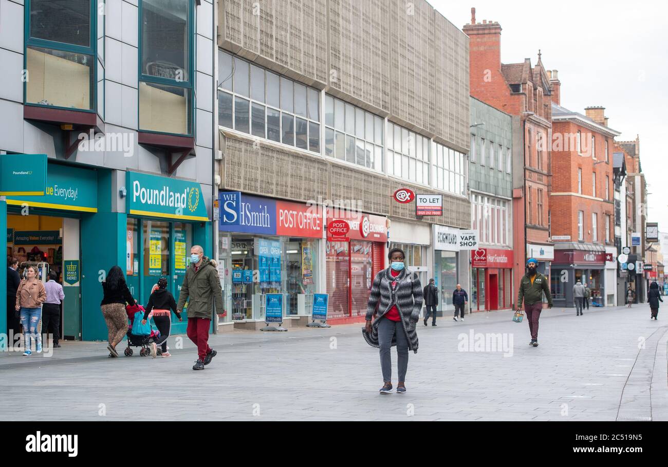 Gallowtree Gate a Leicester dopo che il Segretario della Salute Matt Hancock ha imposto un blocco locale a seguito di un picco nei casi di coronavirus nella città. Foto Stock