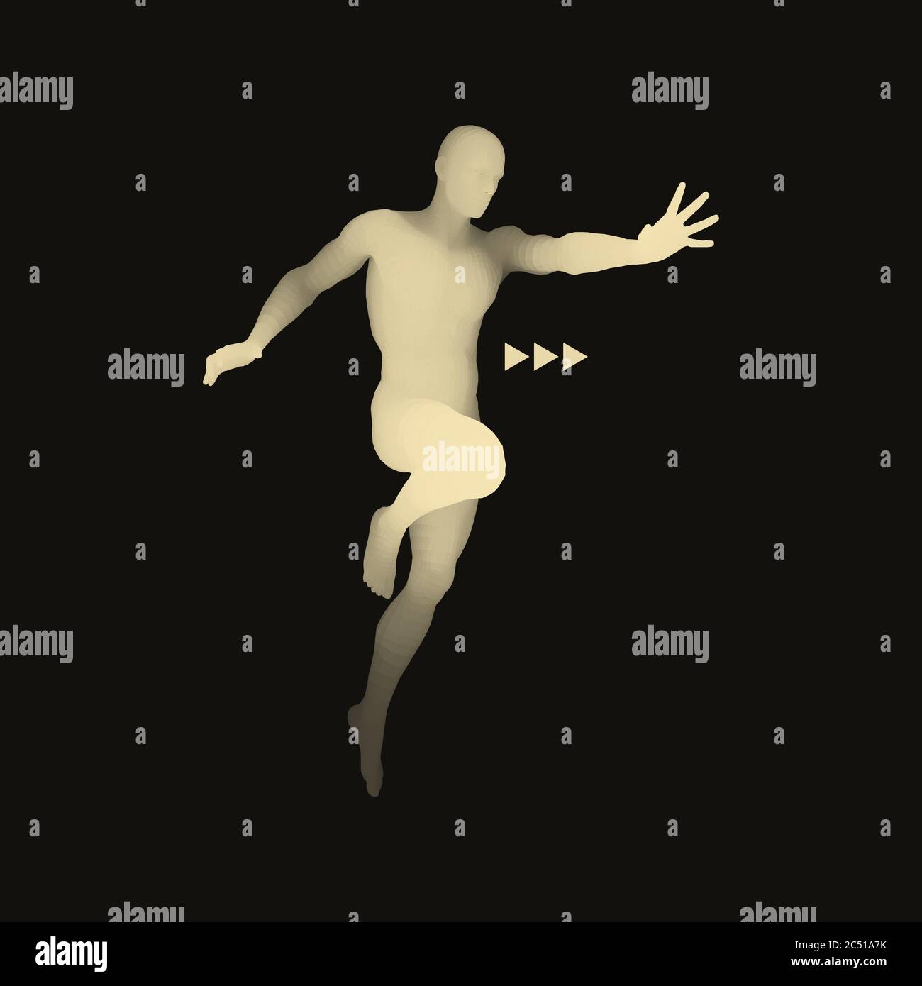 Modello 3D dell'uomo. Il corpo umano. Elemento di design. Illustrazione Vettoriale. Illustrazione Vettoriale