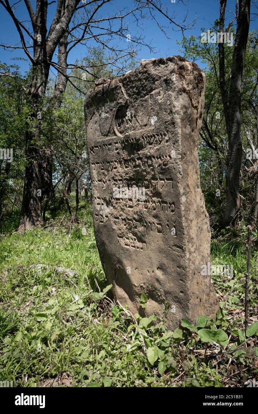 Vecchio cimitero ebraico distrutto del 18 ° secolo a Wola Michowa. Bieszczady, Polonia, Europa Foto Stock