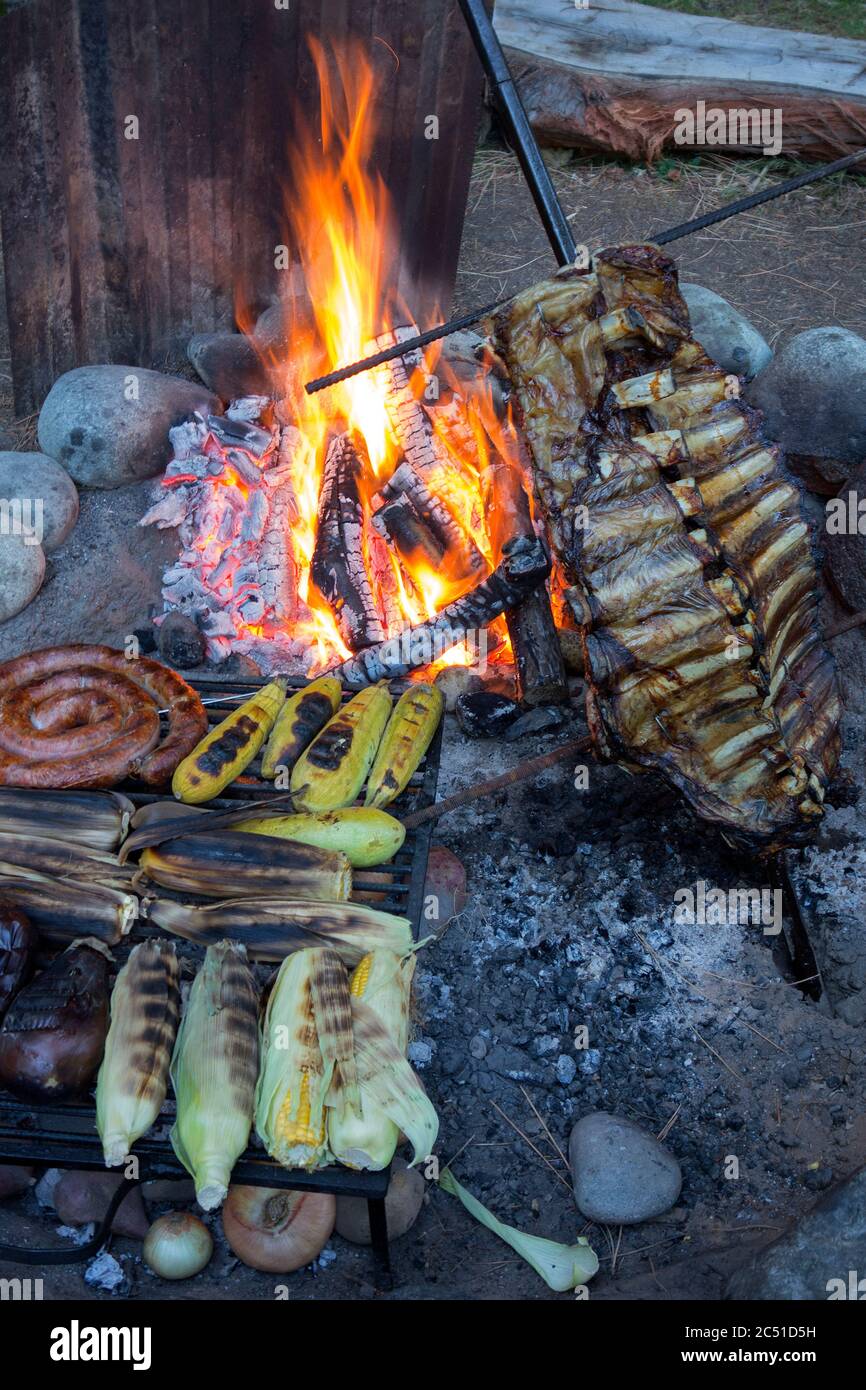 Barbecue tradizionale.El Bolson.Argentina Foto Stock