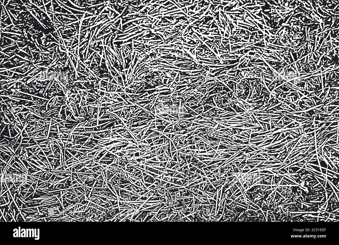 Consistenza afflosciata di vecchi steli di erba secca in una griglia. Sfondo grunge bianco e nero. EPS8. Illustrazione vettoriale. Illustrazione Vettoriale