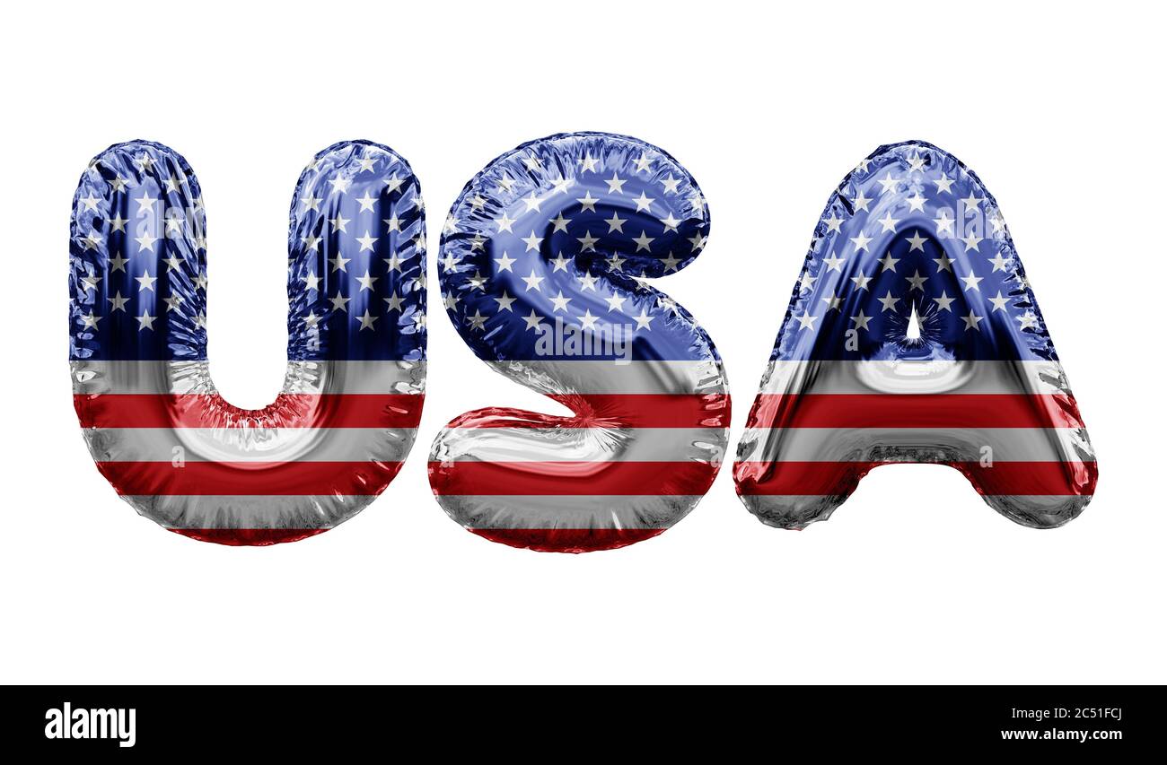 USA stelle e strisce palloncino parola. Rendering 3D Foto Stock