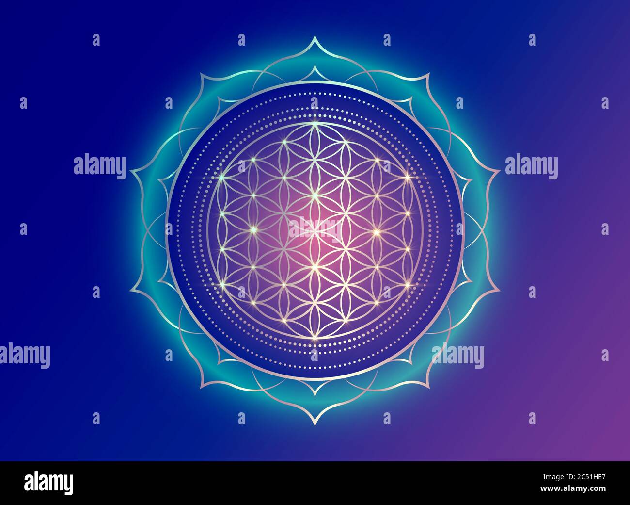 Fiore della vita, Yantra Mandala nel fiore di loto geometria Sacra. Simbolo  dorato luminoso di armonia ed equilibrio. Mistico talismano oro lucido  colorato Immagine e Vettoriale - Alamy