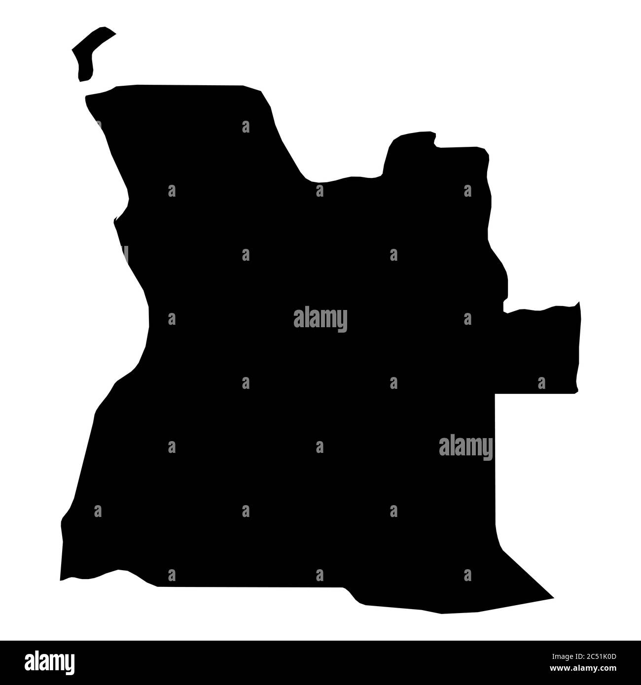 Angola - mappa della zona di campagna con silhouette nera. Semplice illustrazione vettoriale piatta. Illustrazione Vettoriale