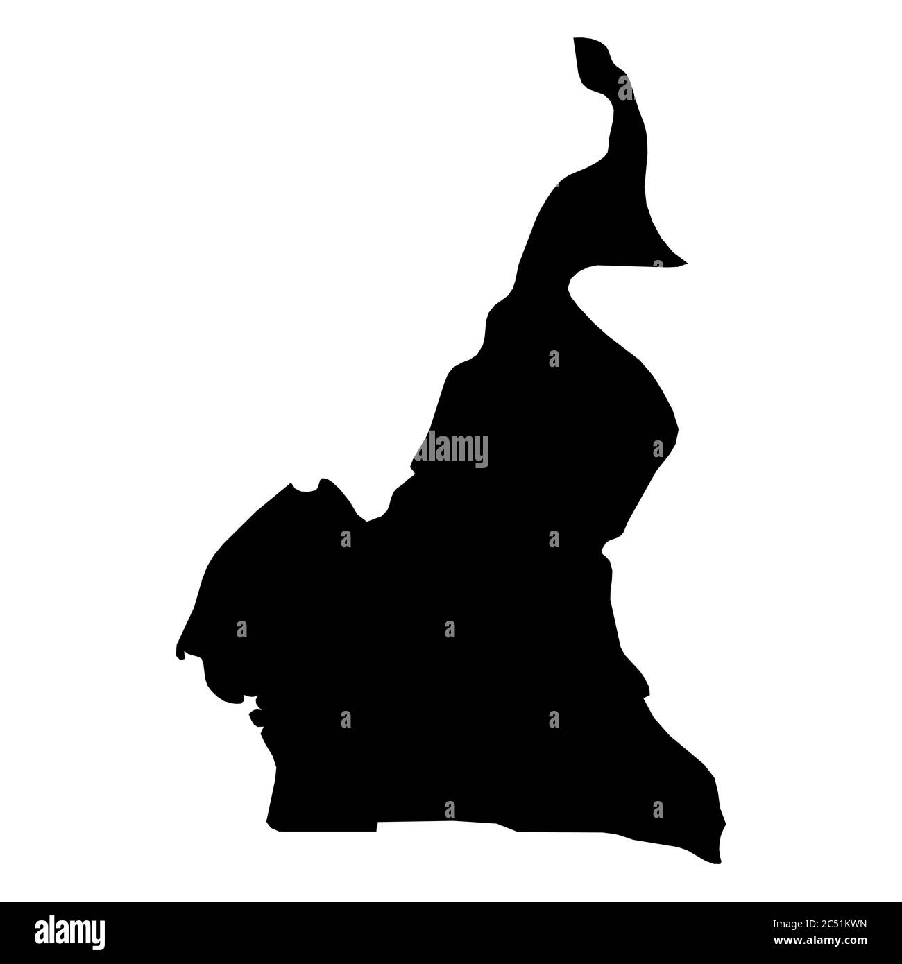 Camerun - mappa della zona rurale dalla silhouette nera. Semplice illustrazione vettoriale piatta. Illustrazione Vettoriale
