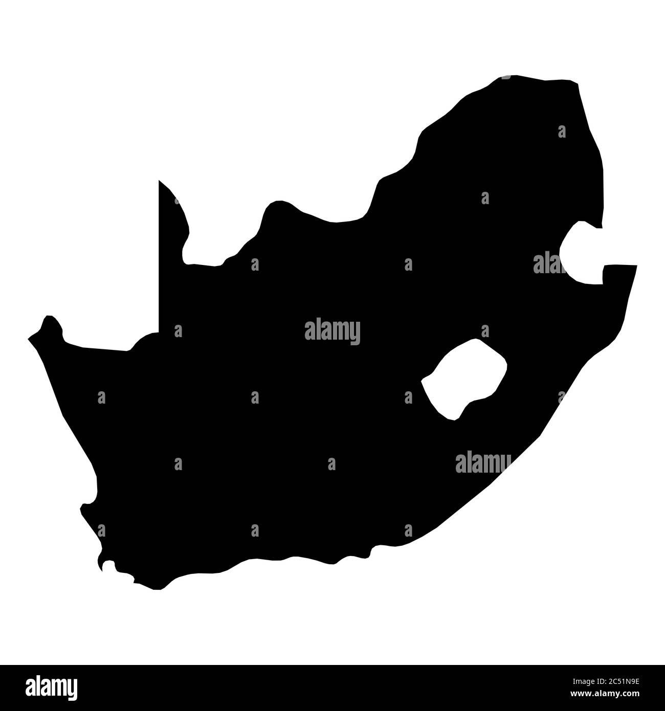 Sud Africa - mappa della zona del paese con silhouette nera. Semplice illustrazione vettoriale piatta. Illustrazione Vettoriale