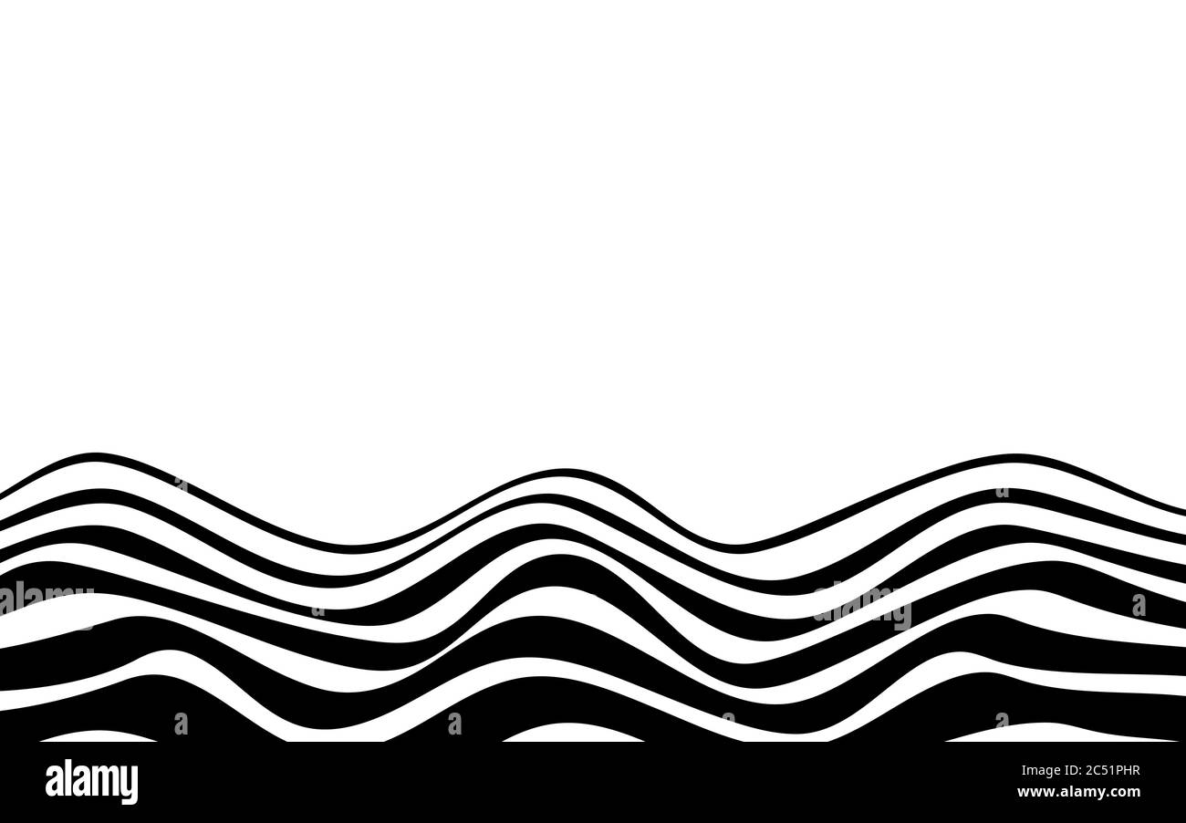 Linee nere onda zigzag sul fondo astratto sfondo bianco vettore disegno piatto. Illustrazione Vettoriale