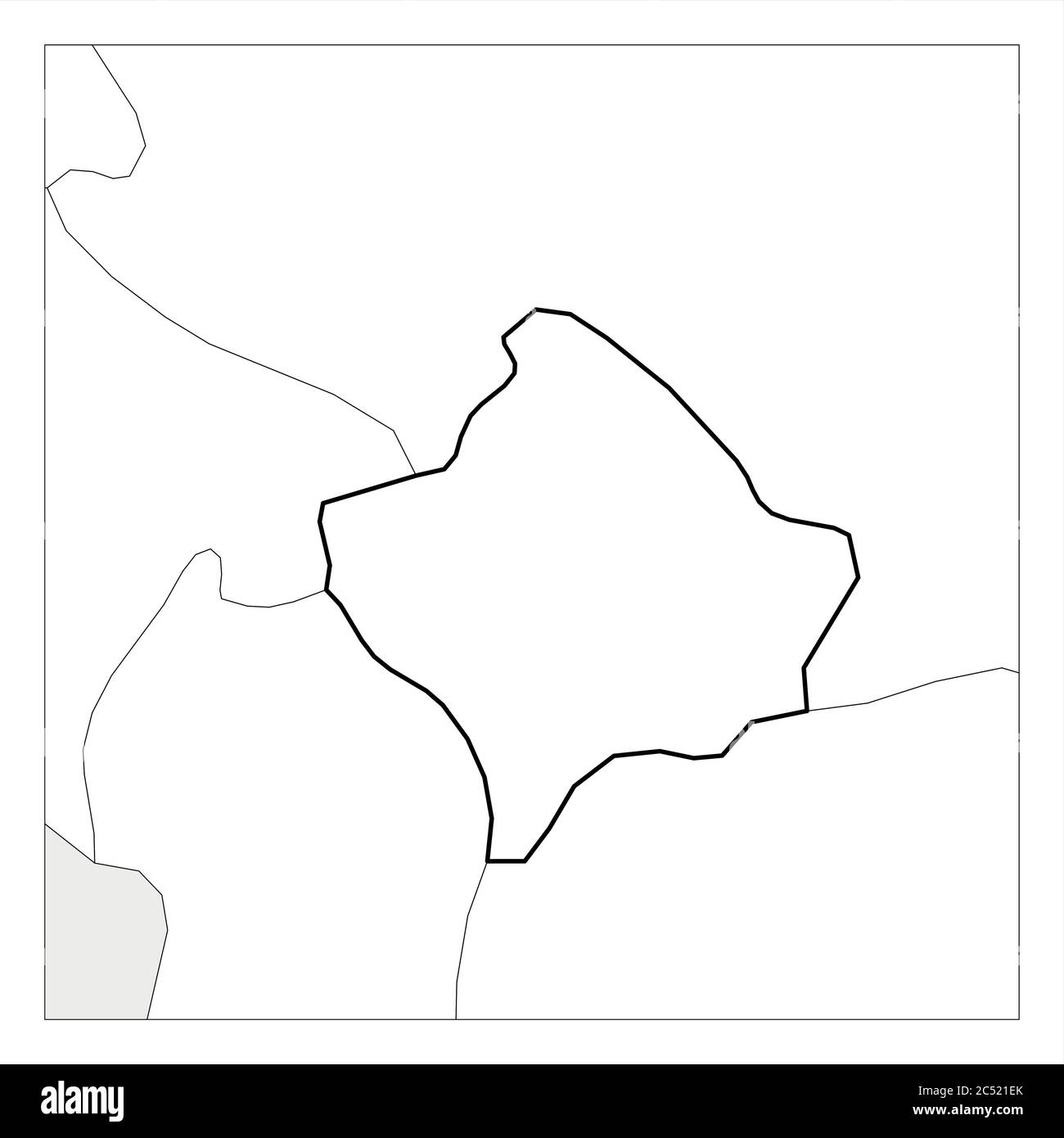 Mappa del Kosovo con un contorno di spessore nero evidenziato con i paesi vicini. Illustrazione Vettoriale