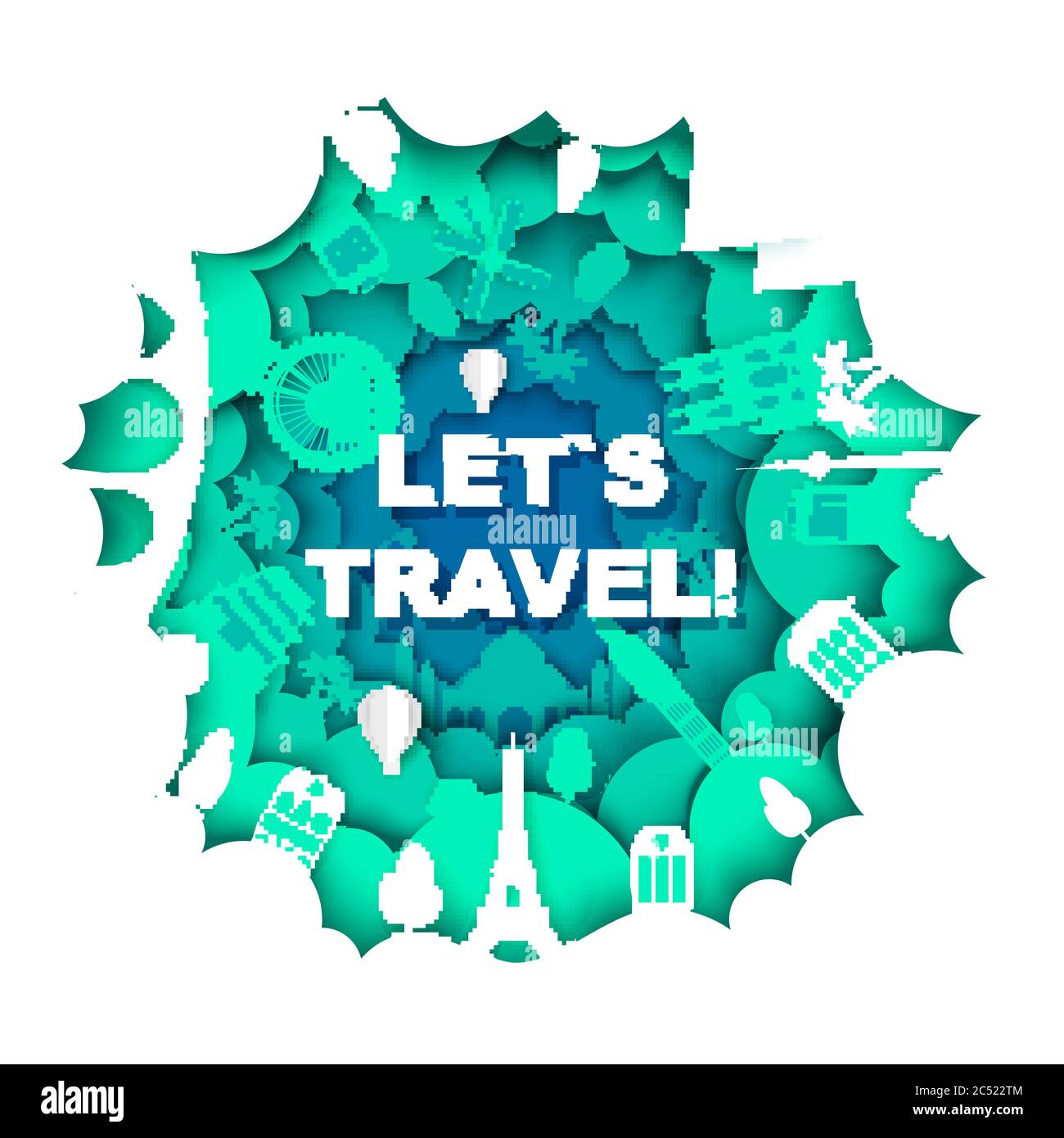 Consente di visualizzare il modello di poster da viaggio, l'illustrazione vettoriale in stile arte cartacea Illustrazione Vettoriale