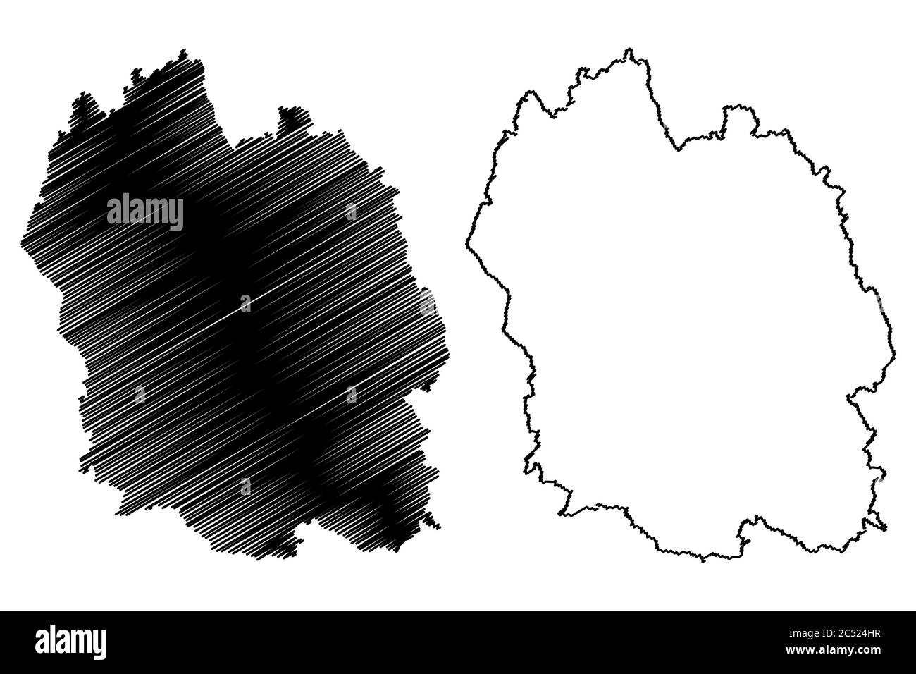 Dipartimento di Lozere (Francia, Repubblica francese, occitanie o occitania regione) mappa vettoriale illustrazione, scrimolo schizzo mappa di Losera Illustrazione Vettoriale