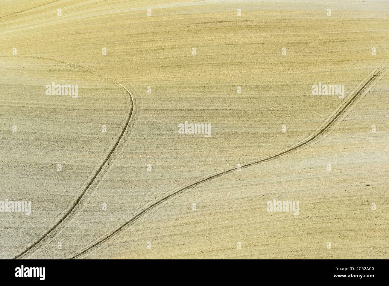 Die Crete Senesi südlich von Siena im Herbst. Nach der Ernte kommt der erdige Charakter der Landschaft durch die verschiedenen Farben des Ackerbodens Foto Stock