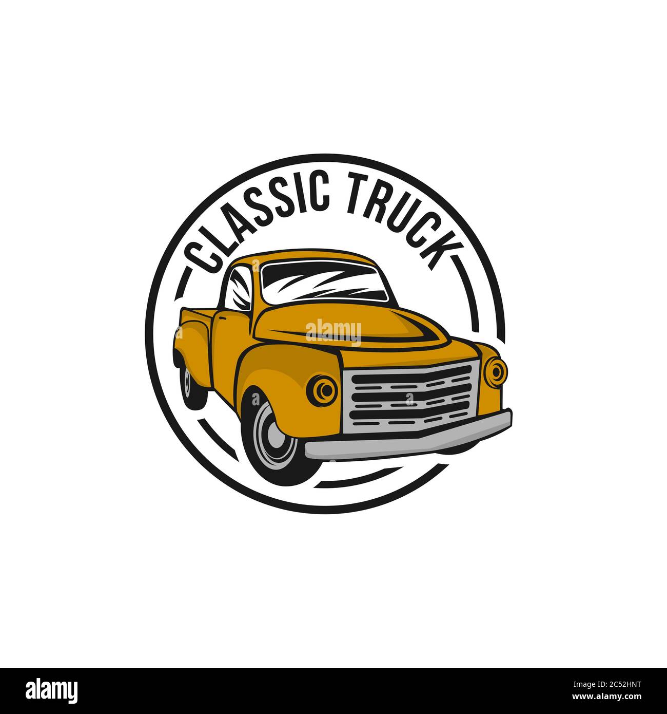 Illustrazione di un veicolo classico o logo di un'auto vintage o retrò. stile vintage.EPS 10 Illustrazione Vettoriale