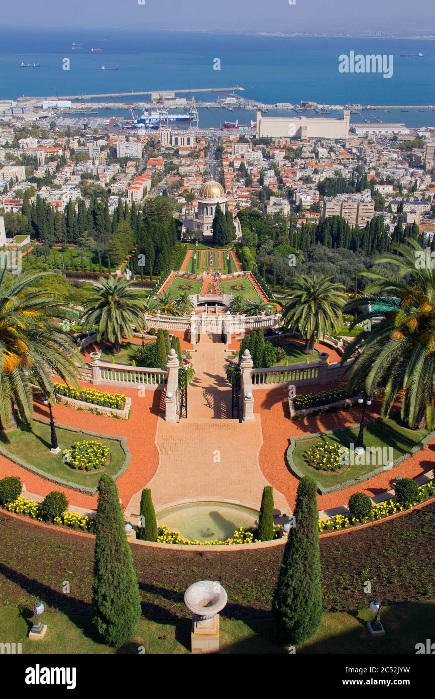 Bah ' World Administrative and Spiritual Center, Bah ' Giardini ad Haifa, Israele Foto Stock