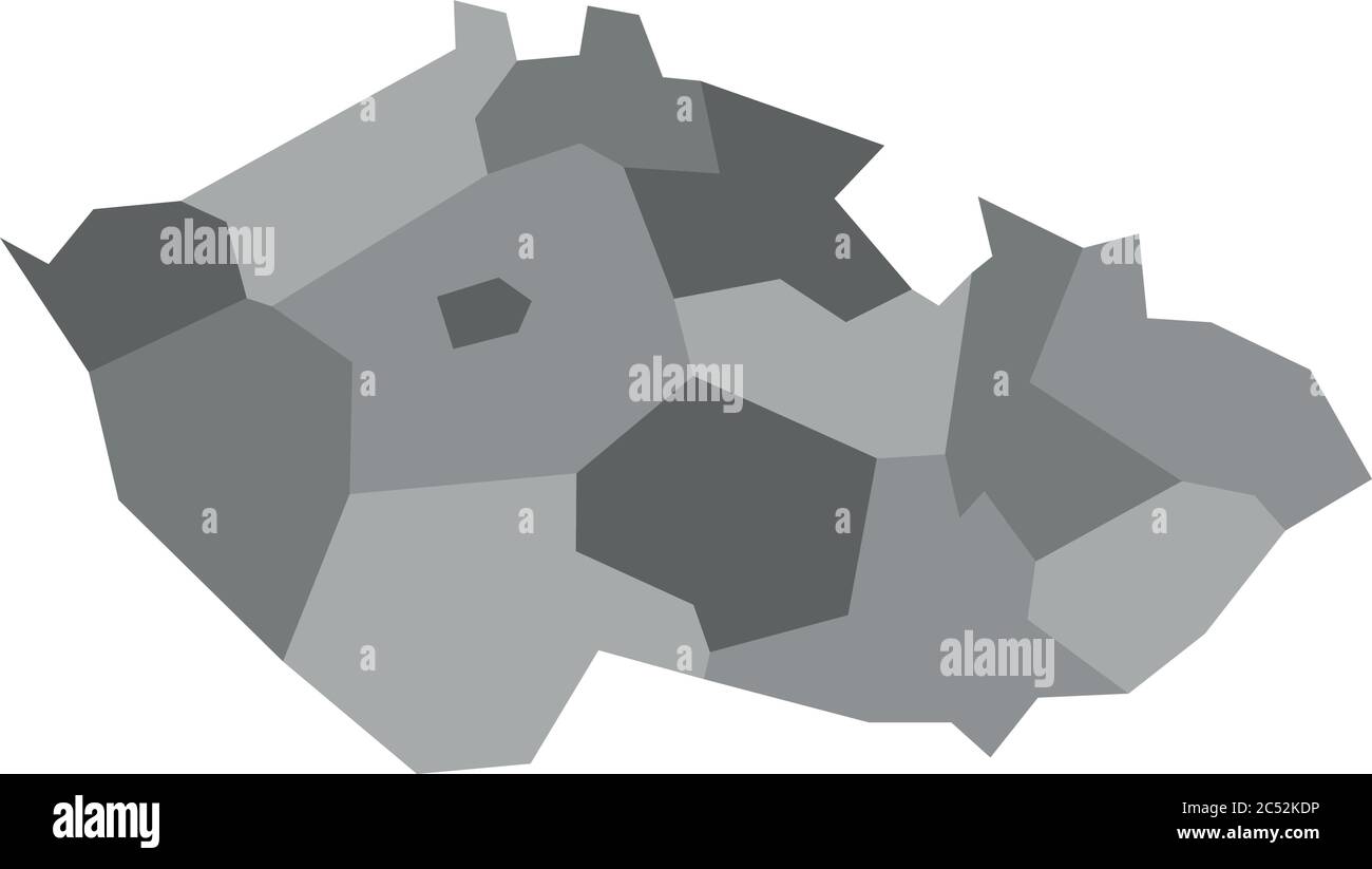 Carta della Repubblica Ceca divisa in regioni amministrative. Mappa vuota in quattro tonalità di grigio. Illustrazione vettoriale. Illustrazione Vettoriale