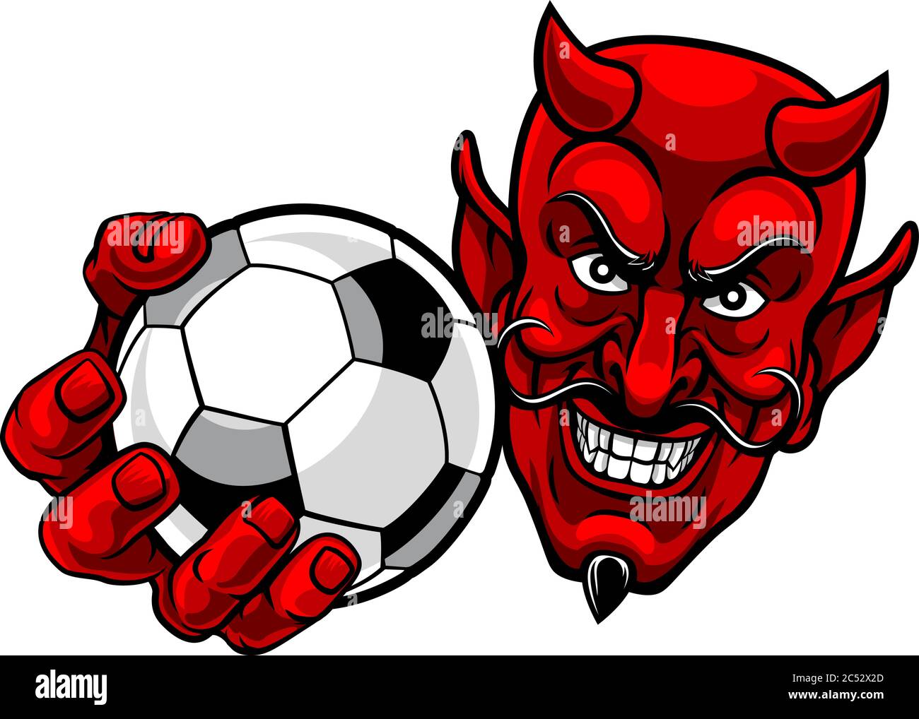 Devil Calcio palla Calcio Mascot Sport Cartoon Illustrazione Vettoriale