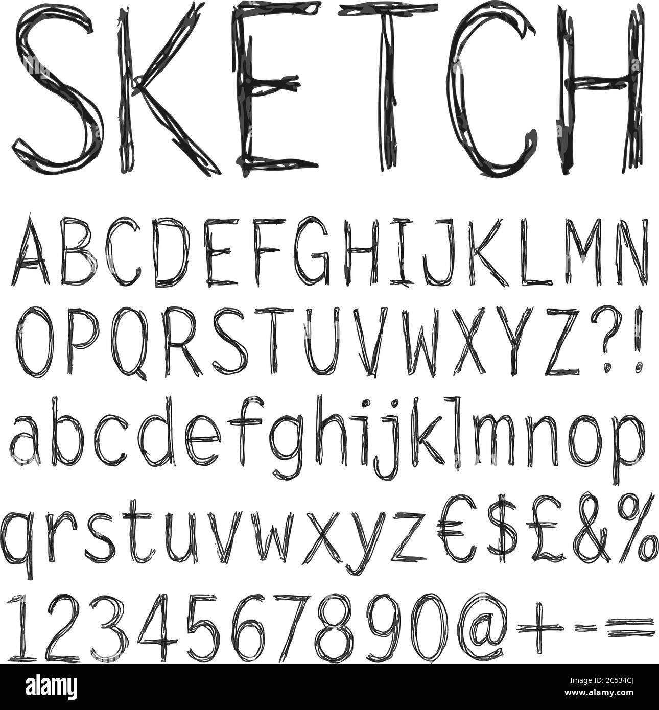 Mano bozzetto alfabeto. Illustrazione Vettoriale. Illustrazione Vettoriale