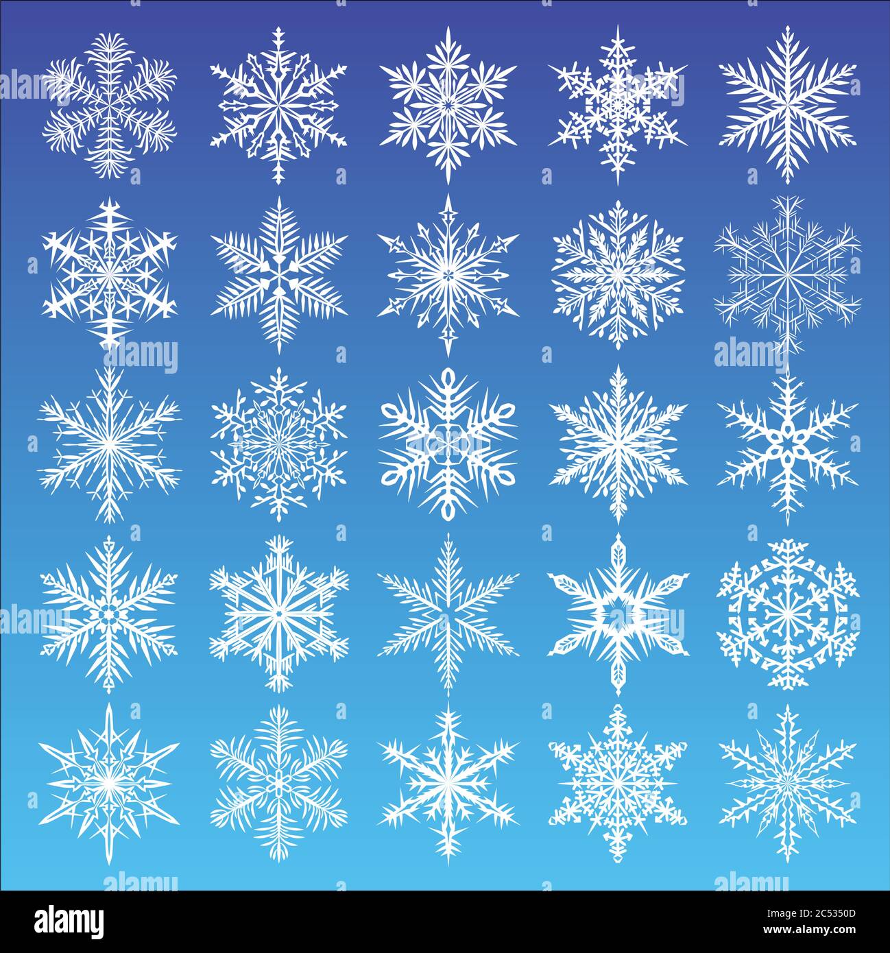 Set di fiocchi di neve design. Collezione di icone invernali. Illustrazione vettoriale. Illustrazione Vettoriale