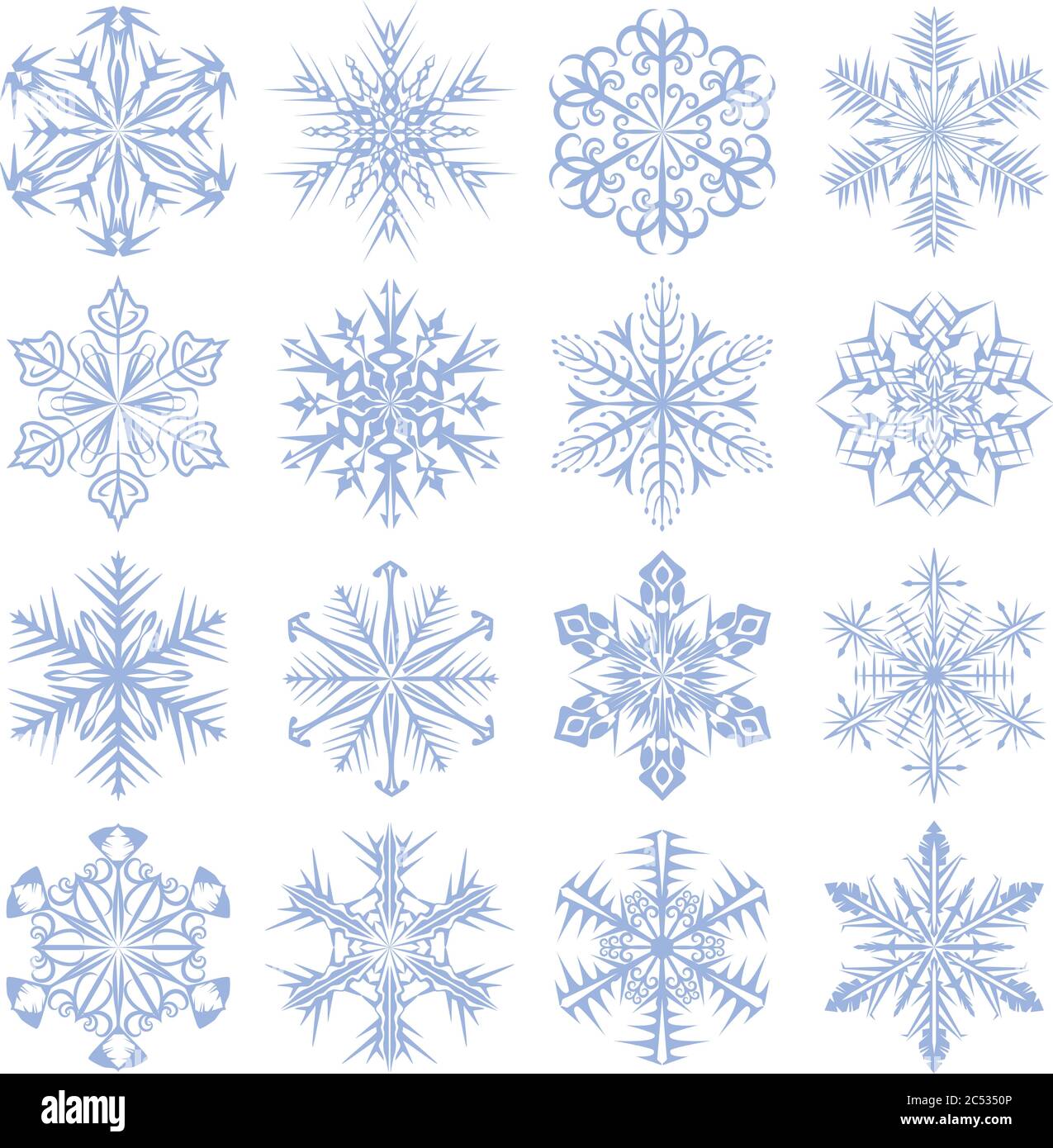 Set di fiocchi di neve design. Collezione di icone invernali. Illustrazione vettoriale. Illustrazione Vettoriale