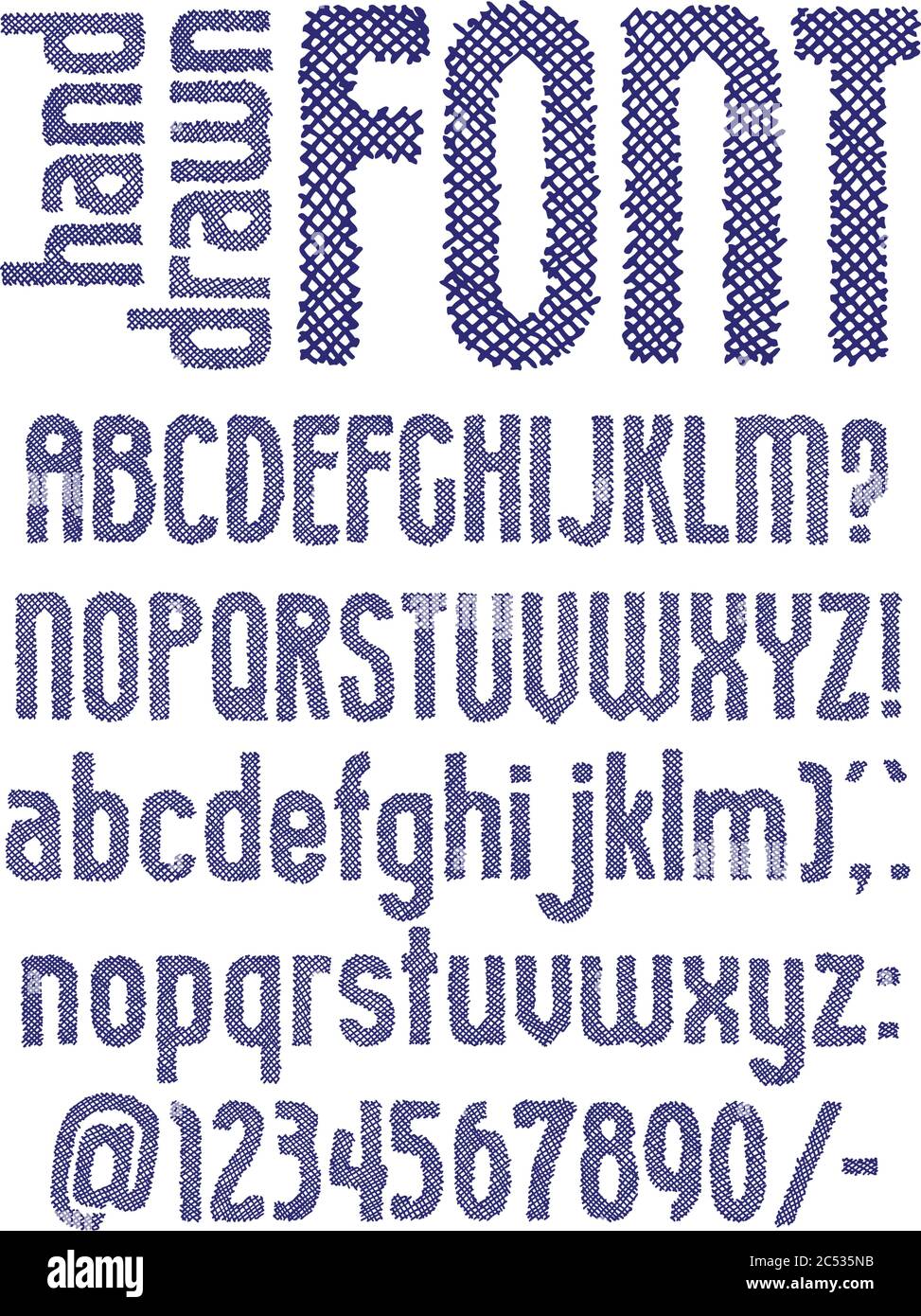 Alfabeto di schizzo disegnato a mano. Illustrazione Vettoriale