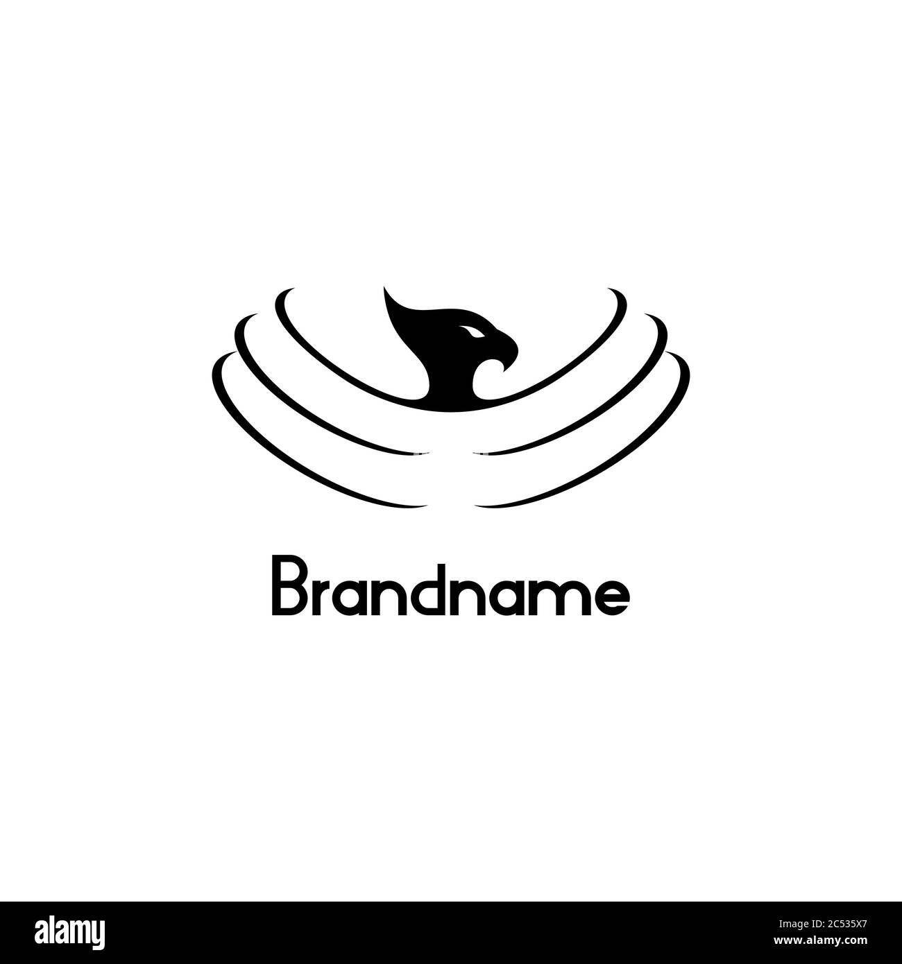 Modello astratto di concetto di design grafico dell'ala Phoenix, isolato su sfondo bianco. Illustrazione Vettoriale