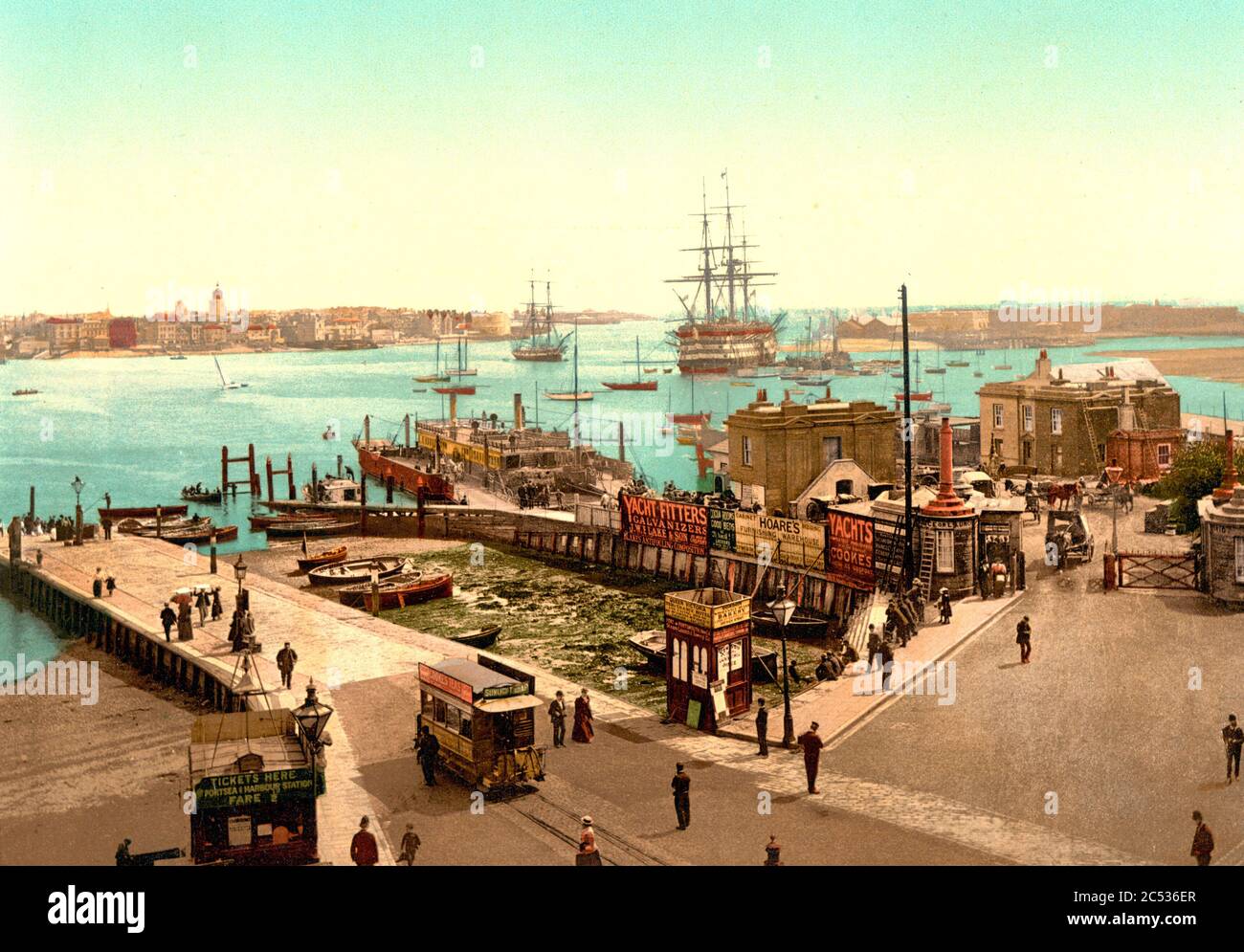 Harbour, Portsmouth, Inghilterra, circa 1900 Foto Stock