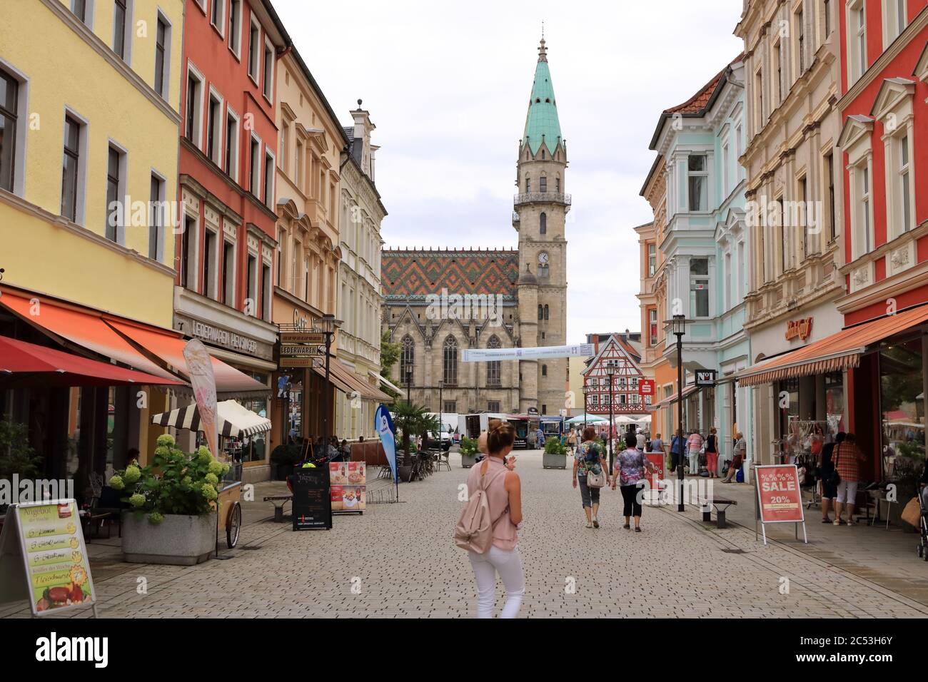 06 2019 agosto - Meiningen, Thüringen, Germania: Storico storico architetto della città vecchia Foto Stock