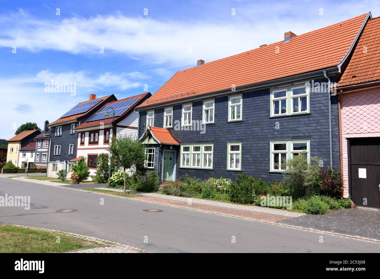 Tipiche facciate in ardesia di vecchie case in turingia/Germania Foto Stock