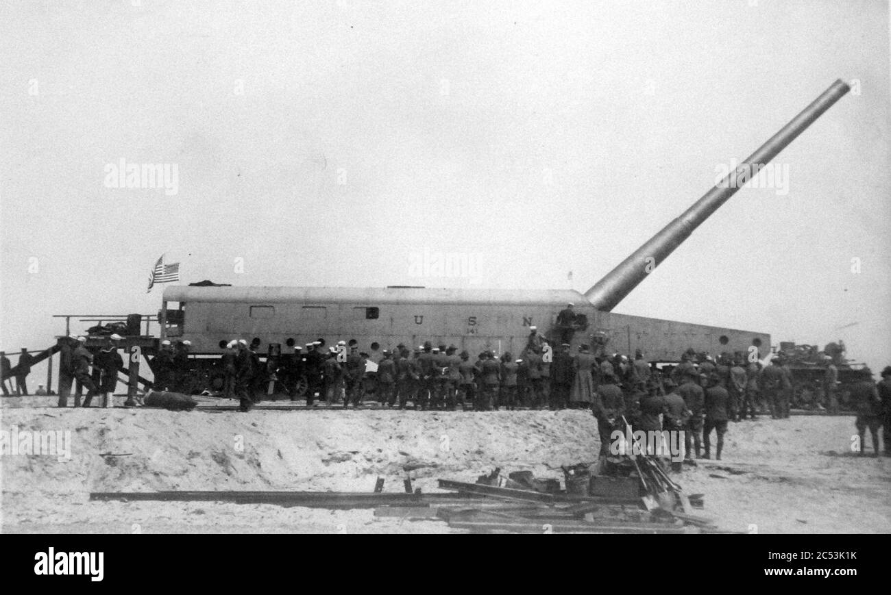 Ispezione della batteria della ferrovia navale US Navy 14‥9D MK1, Sandy Hook, New Jersey (26107751364). Foto Stock