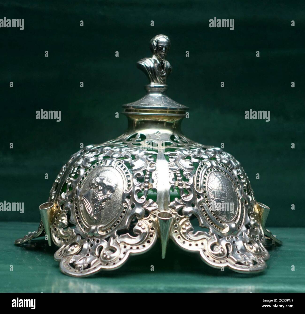 Inkstand, John and Joseph Angell, Londra, 1848-1849, silver Foto Stock