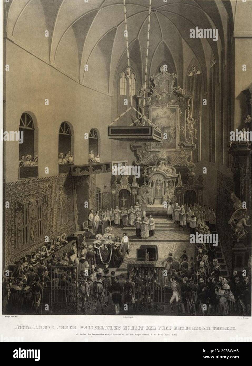 Installazione di sua altezza Imperiale e reale l'Arciduchessa Teresa come Abessa dell'Istituto delle Nobili Signore del Castello di Praga. Foto Stock