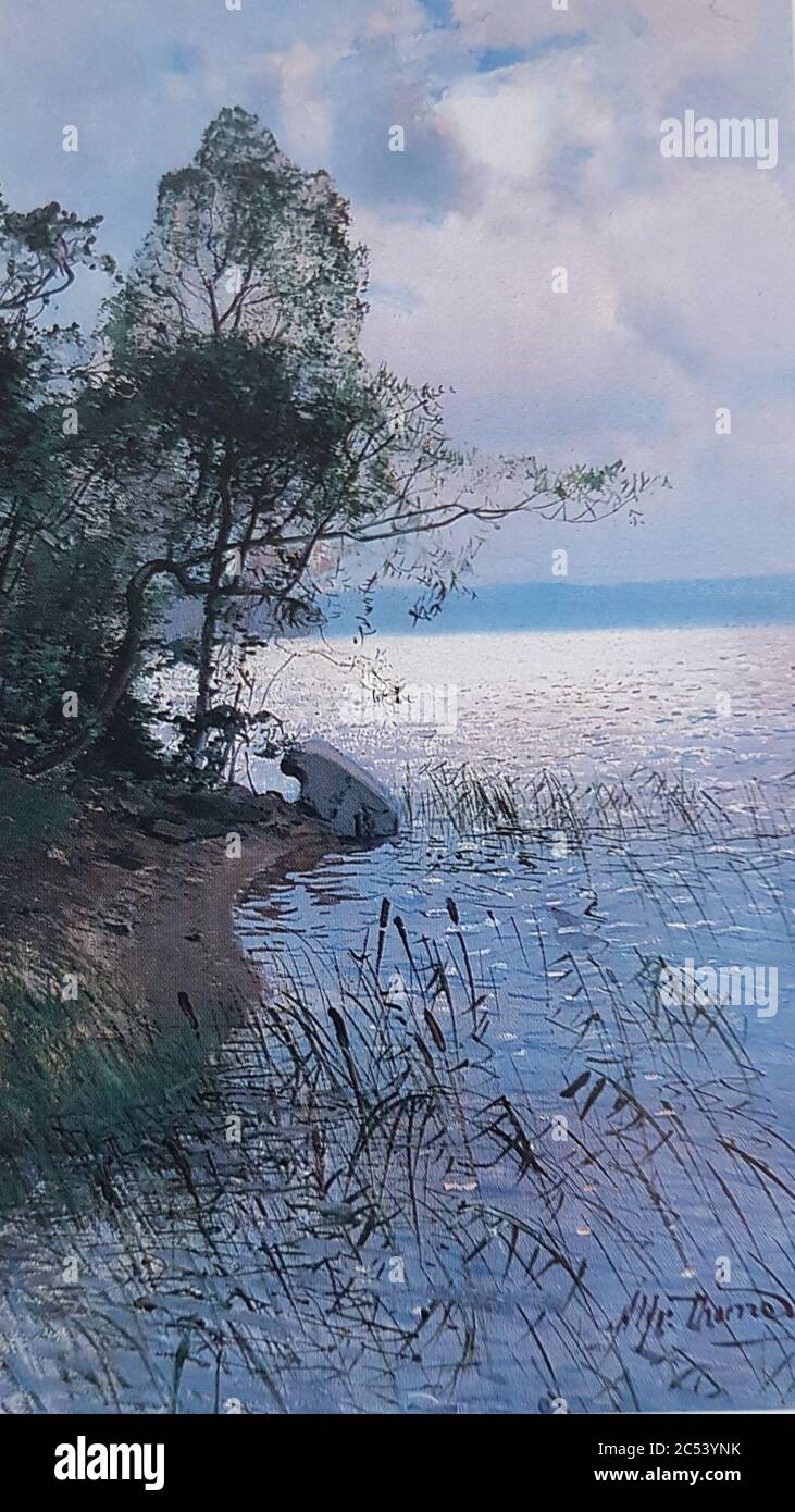 Insjölandskap x Alfred Thörne 1850-1916. Foto Stock