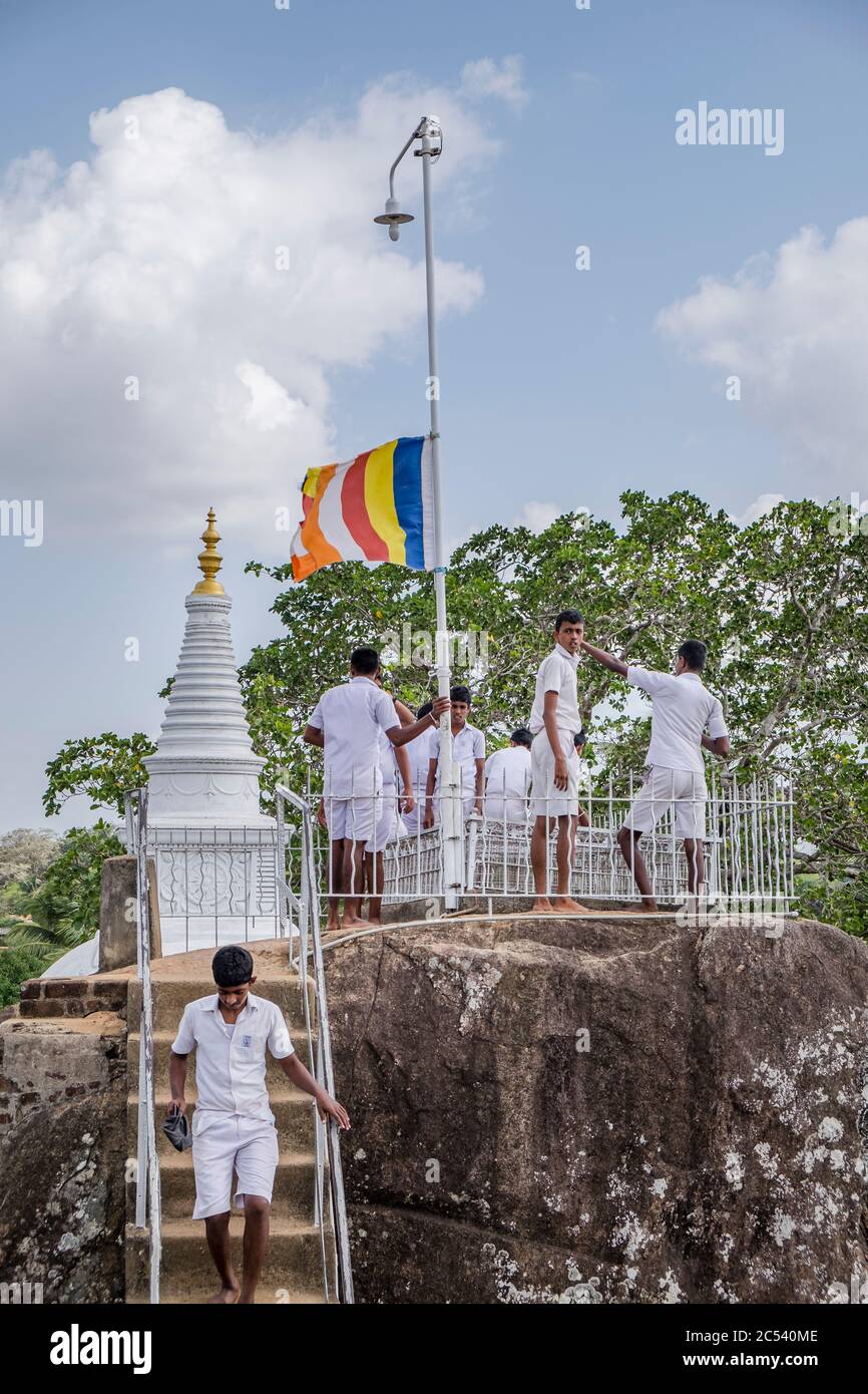 Scuola di roccia di osservazione del tempio di Isurumuniya, Sri Lanka Foto Stock