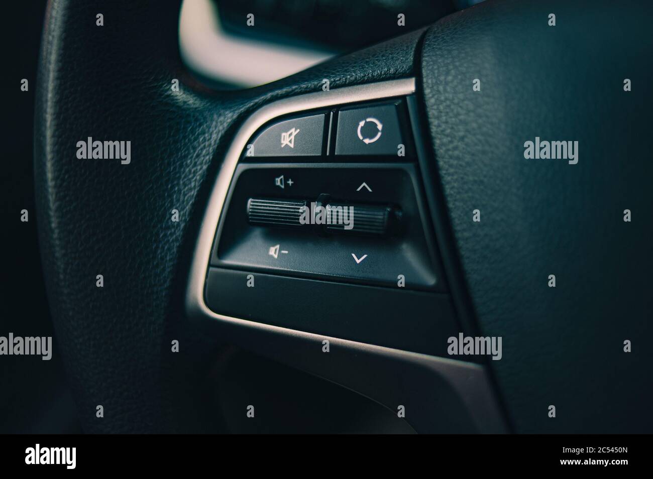 Dettagli del volante della figura del veicolo con toni Foto Stock