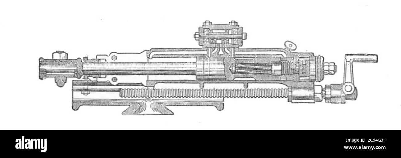 Perforatrice da roccia Ingersoll, sezione (Rankin Kennedy, Modern Engines, Vol VI). Foto Stock
