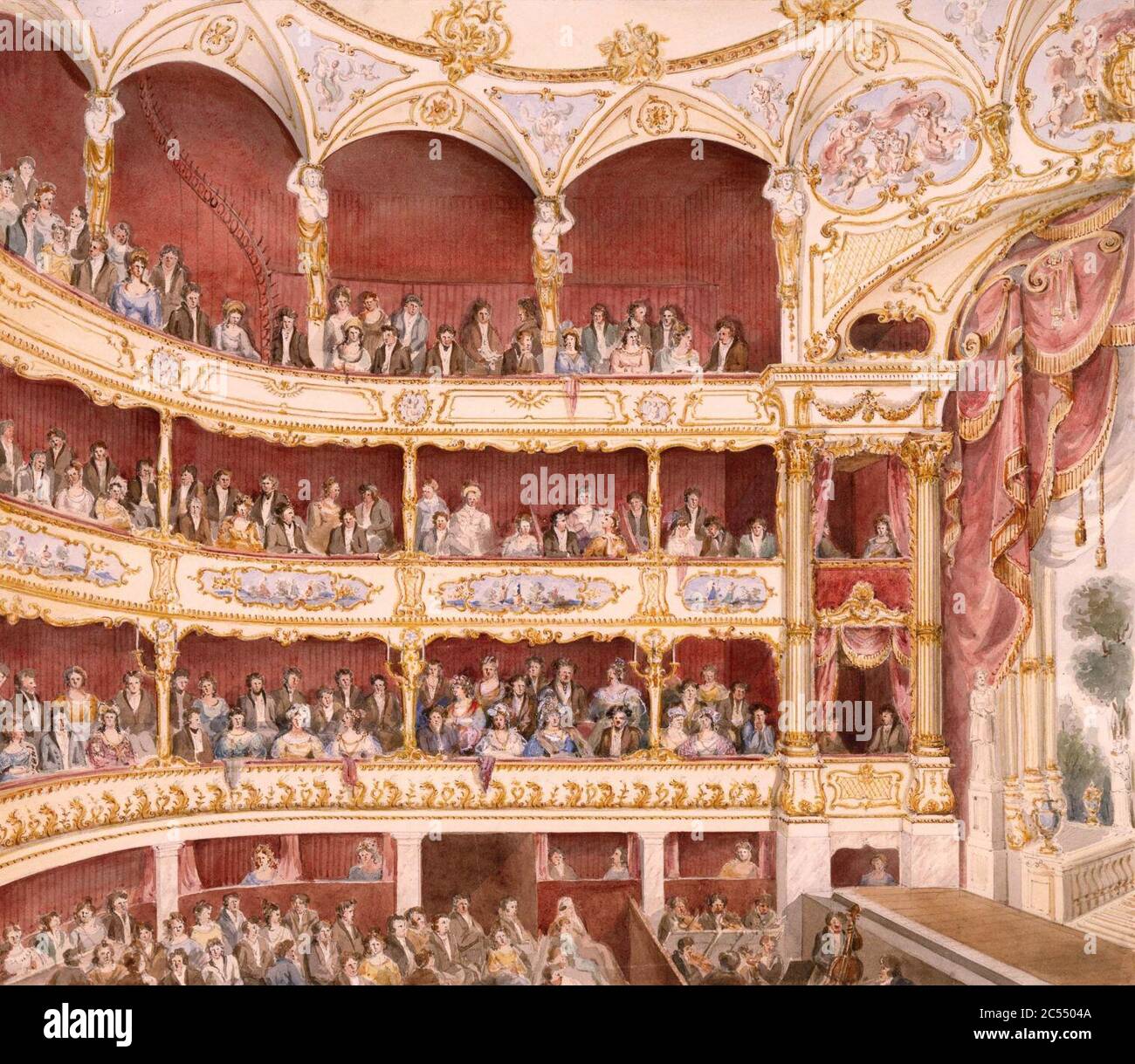 Interno del Teatro St. James, Londra (acquerello) di John Gregory Crace. Foto Stock