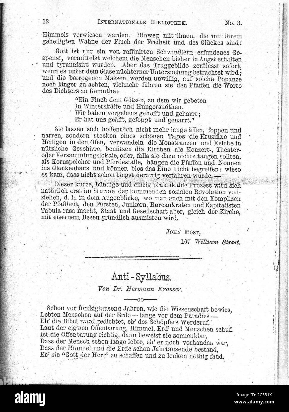 Internationale Bibliothek (Müller, New York, 1887-1891) Heft 03 pagina 12. Foto Stock