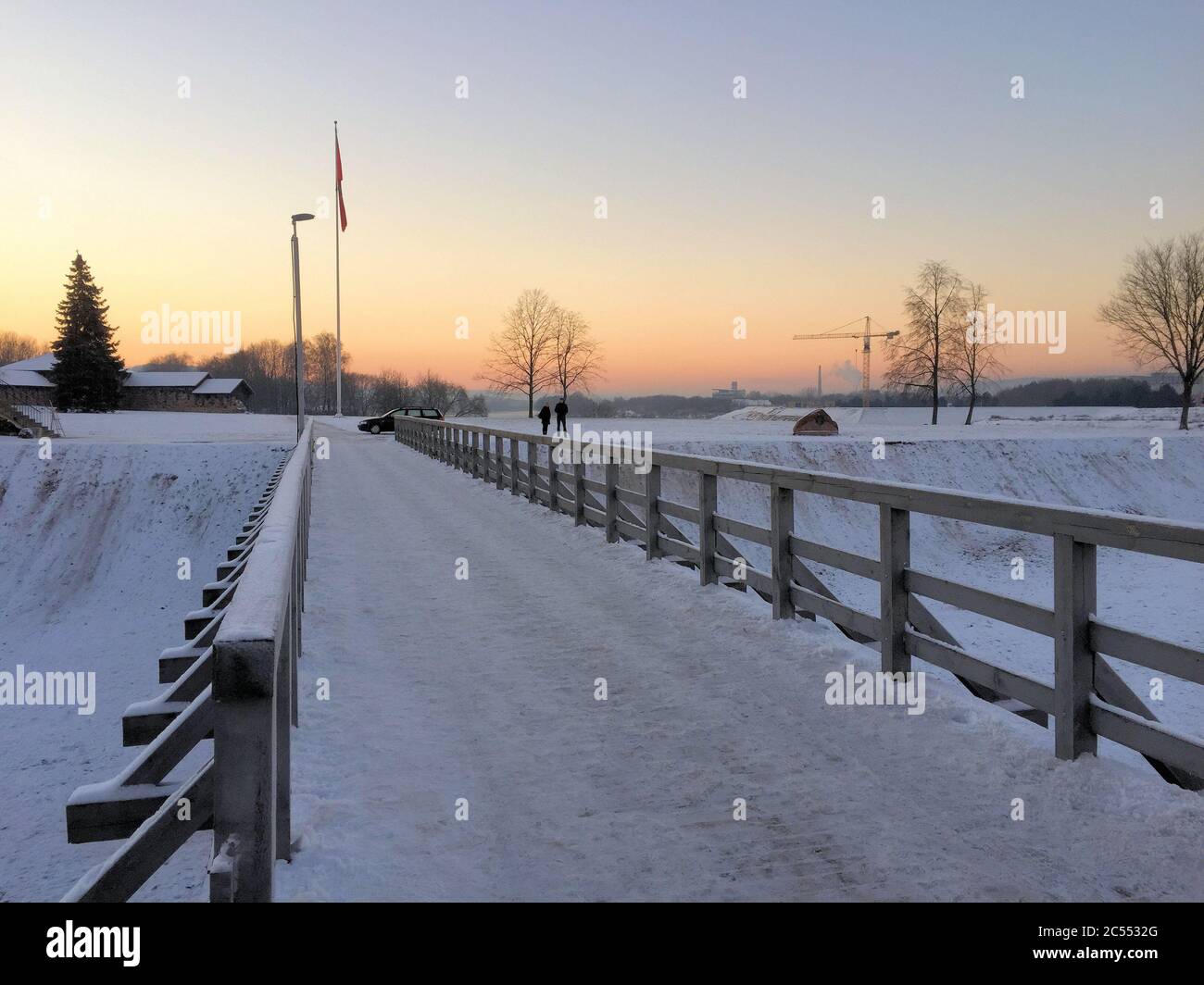 Panorama invernale nella natura fuori Kaunas in una giornata molto fredda Foto Stock
