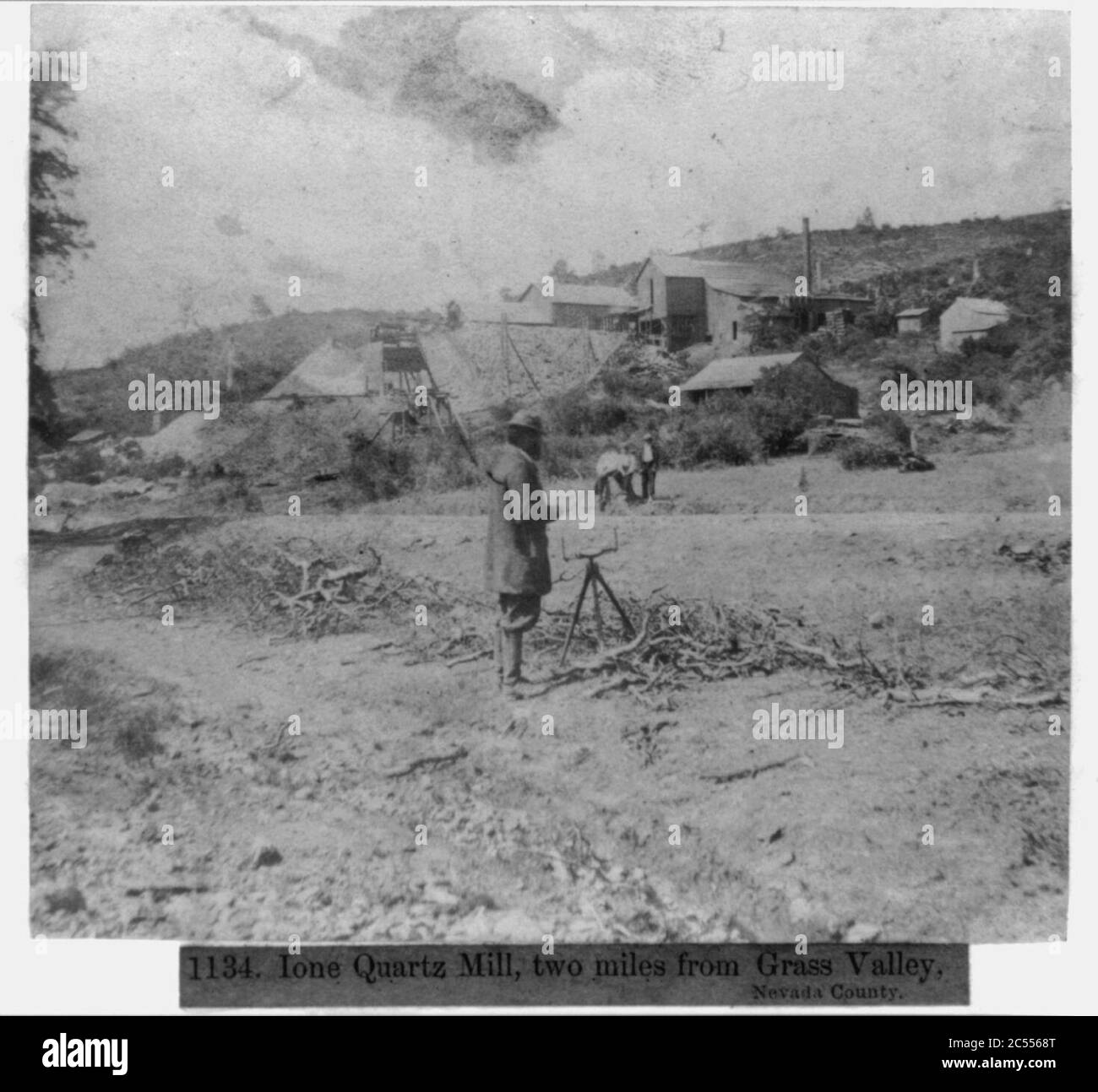 Iun mulino di quarzo, a due miglia da Grass Valley, Nevada County Foto Stock