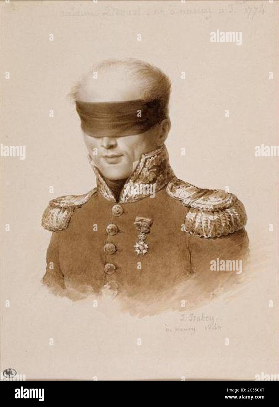 Isabey - Ritratto du général Drouot, un bandeau sur les yeux. Foto Stock