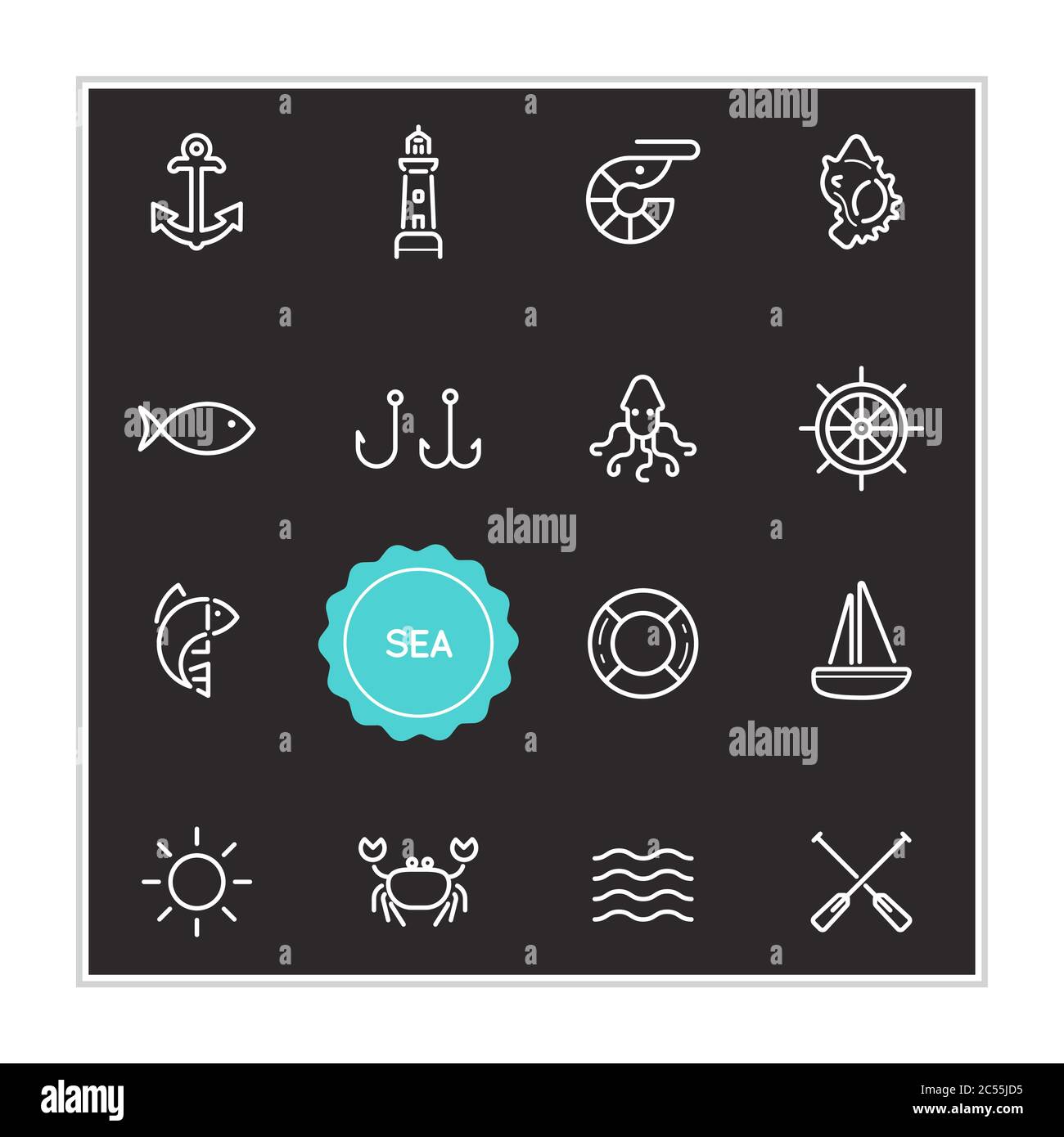 Set di elementi di illustrazione Sea Food Vector possono essere utilizzati come logo o icona di qualità superiore Illustrazione Vettoriale