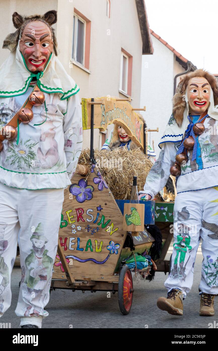 Rhöner Maskenfastnacht, Oberelsbach, Rhön-Grabfeld, Franconia, Baviera, Germania, Foto Stock